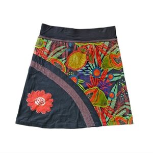 One Illusion Midi Boho  Wearable Art Size M Preppy Abstract Floral Bohemian